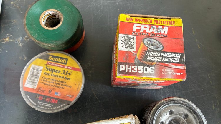 Image for Electrical tape, small engine fuel filters, air compressor gauge