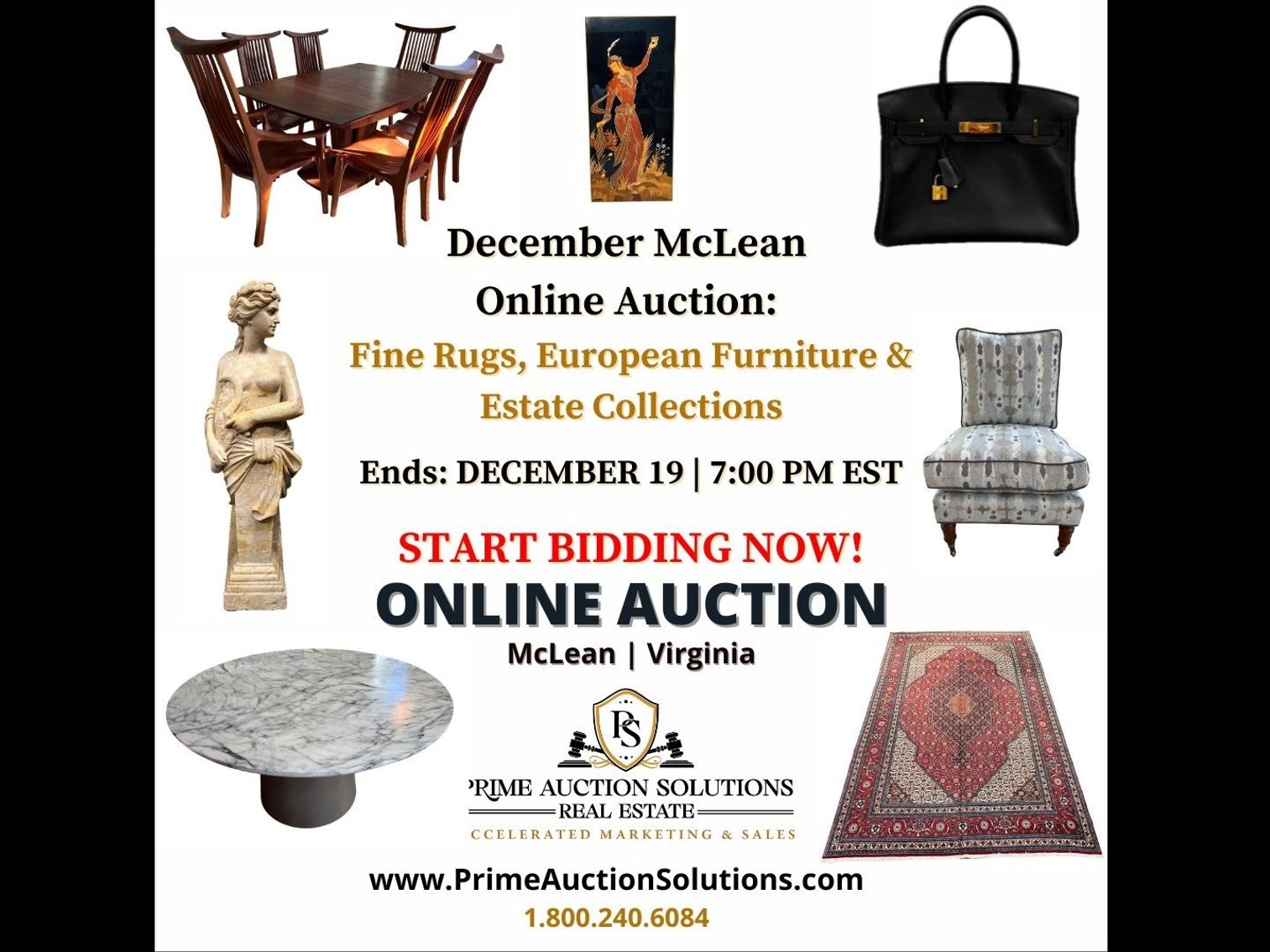 Image for December McLean Online Auction: Fine Rugs, European Furniture & Estate Collections