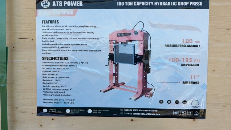 Image for ATS 100 TON HYD SHOP PRESS
