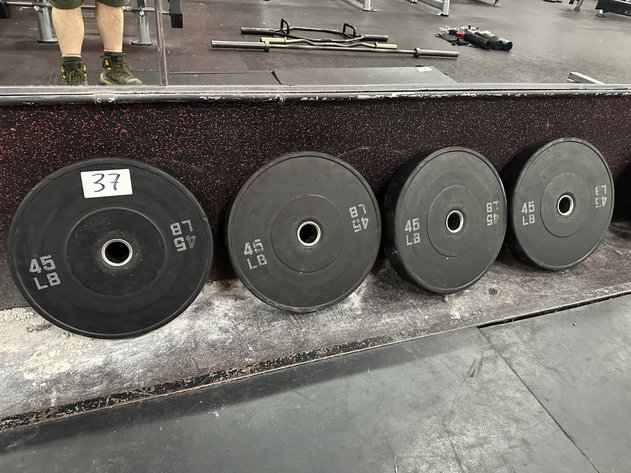 Image for (4) 45 lbs Black Rubber Bumper Plates