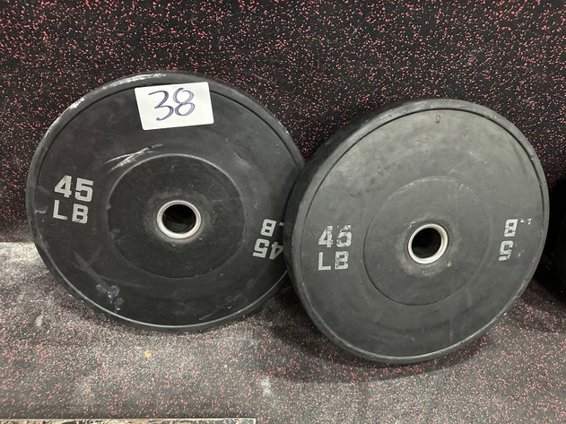 Image for (2) 45 lbs Black Rubber Bumper Plates