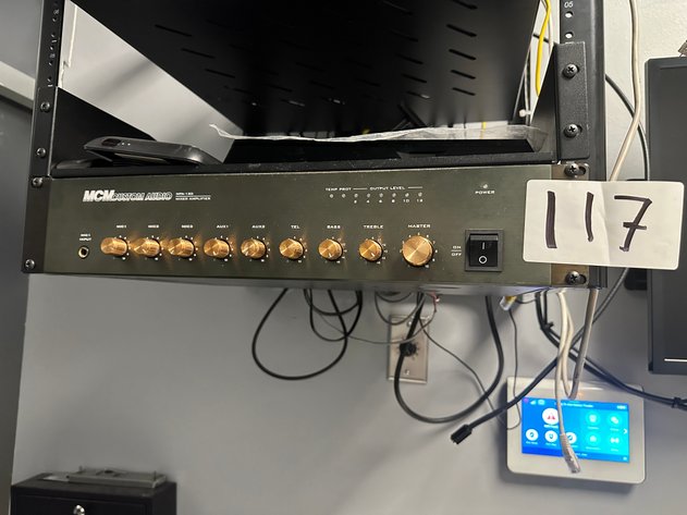 Image for MCM Custom Audio MPA-120 6-Channel Commercial Mixer Amplifier and (4) Speakers around Gym