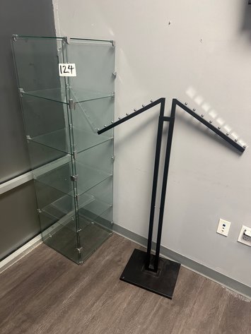 Image for 16in x 16in x 61in H (5) Tiered Glass Display Case and Belt / Band Display Rack