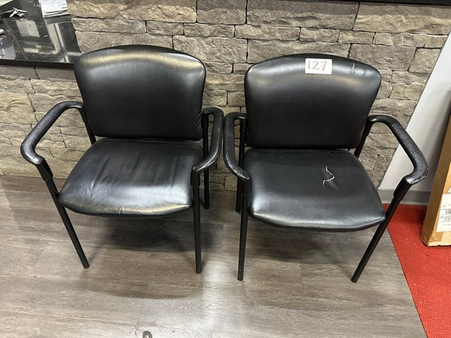 Image for (2) Black Faux Leather / Black Frame Chairs