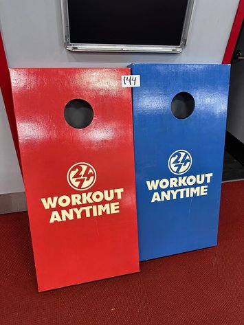 Image for 24/7 Workout Anytime Branded Red / Blue Cornhole Boards