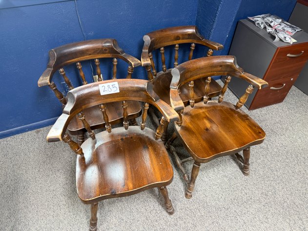 Image for (4) Vintage Handmade Wood Chairs