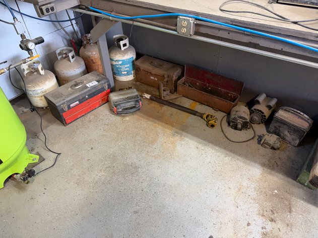 Image for Assorted Vintage Tool, Tool Boxes, Propane Tanks, Motors and Tractor Parts in Shop