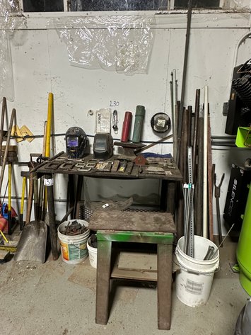 Image for Assorted HOBART Welding Masks, Anvil, Tools, Clamps, Supplies, Threaded Rod, Pipe and Scrap Metal