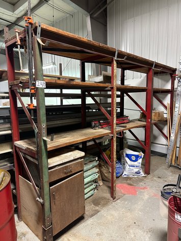 Image for 144inx 27in x 89in H Steel Frame / Wood Deck 3-Section Shelving in Shop (All One-Piece Welded)