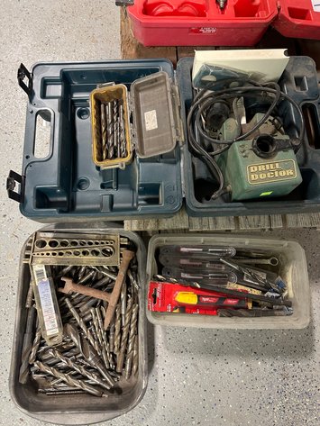 Image for DRILL DOCTOR Drill Sharpener in Case and Assorted Drill Bits on Pallet