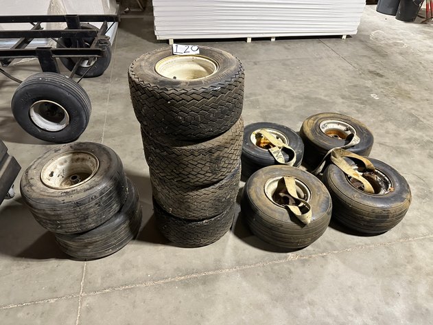 Image for (6) Spare Tires For Heavy Duty Carts and (4) Repurposed Concrete-Filled Weighted Tires