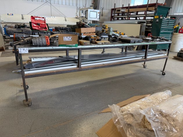 Image for (1) 10ft x 2ft x 2 3/4ft Rolling Metal Workbench