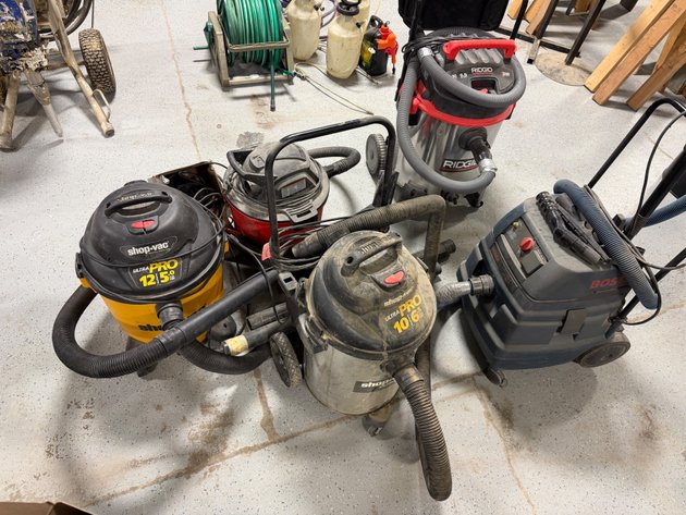 Image for (5) Assorted Shop Vacs from BOSCH, RIDGID, SHOP VAC, & CRAFTSMAN