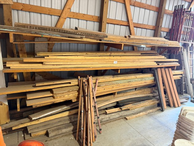 Image for Large Lot of Assorted Lumber Boards and Plywood in Commercial Barn