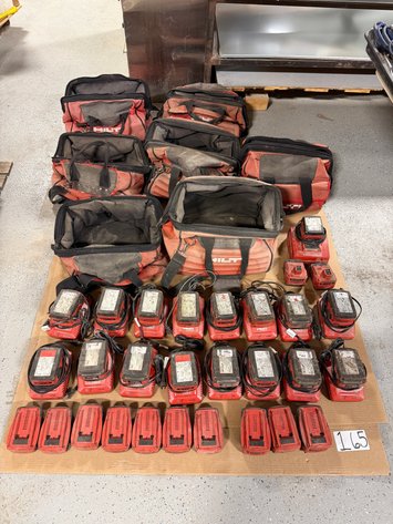 Image for (27) Assorted HILTI Batteries, (17) Chargers, and (7) HILTI Tool Bags - (Unsure of Working Condition)