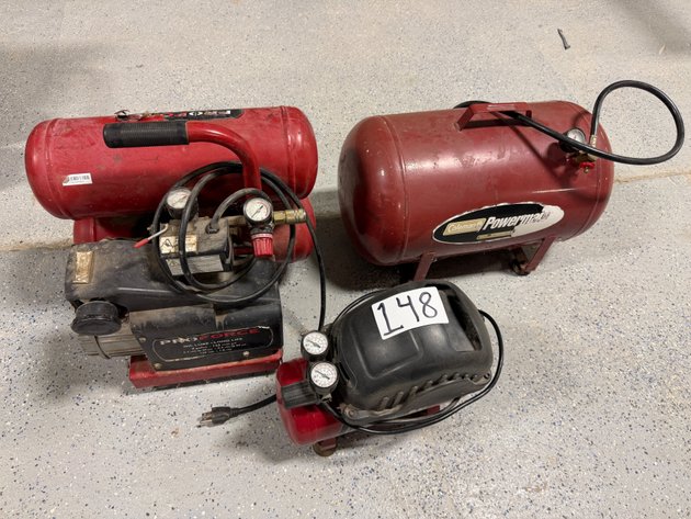 Image for (2) Portable Compressors and (1) Air Holding Tank - (4) Gal, (1) Gal, and (6) Gal
