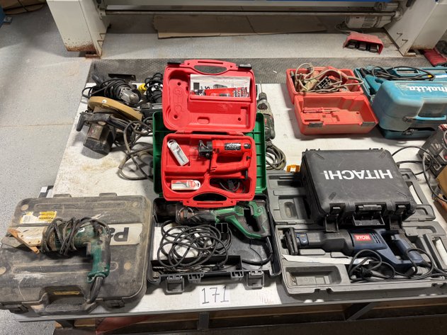 Image for (6) Assorted Electric Power Tools from METABO, HITACHI, RYOBI and More