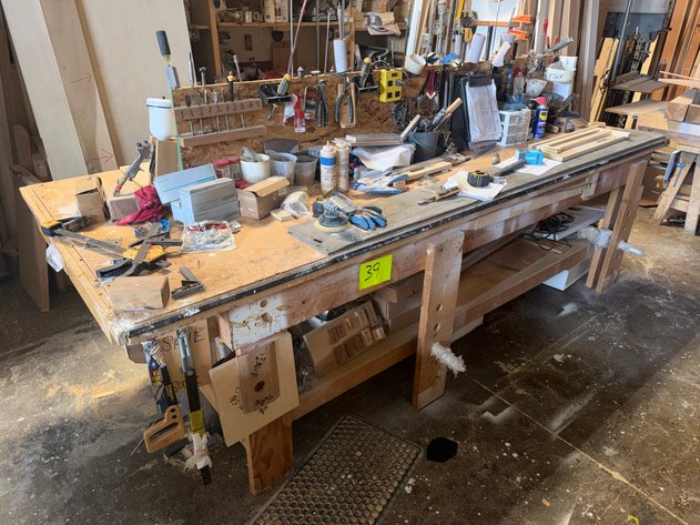 Image for Workbench with Woodworking Tools and Supplies
