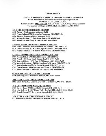 Image for Live Onsite Storage Unit Auction Hebron/Newark Ohio May 17th 2pm