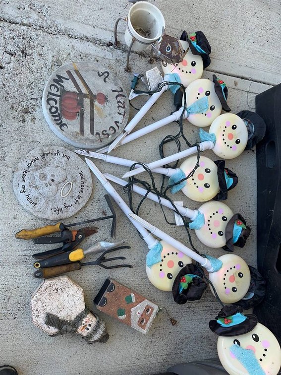 Garden Tools, Decor Stakes, Holiday Yard Art Lot