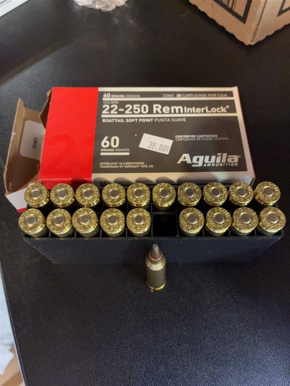 Aguila 22-250 RemInterLock 60gr Ammo, 20ct