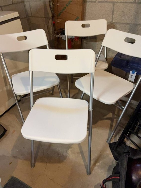 4 COSCO White Folding Chairs