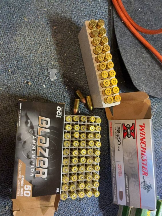 Blazer 9mm and Winchester 22-250 REM Ammo Lots