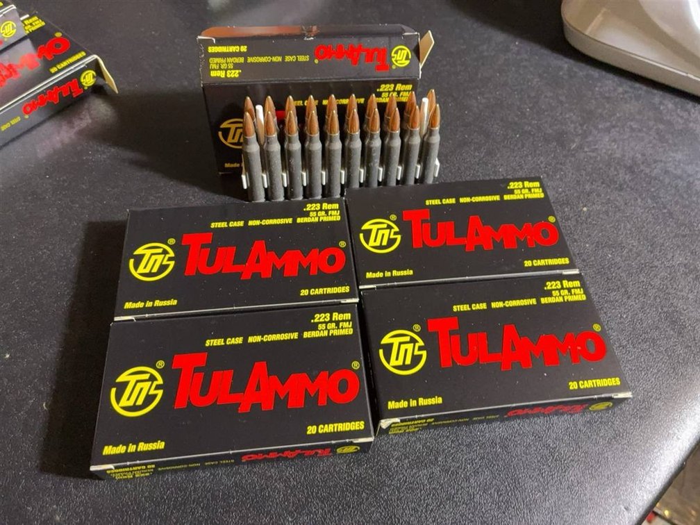 TulAmmo .223 Rem 55gr FMJ Five New Packs