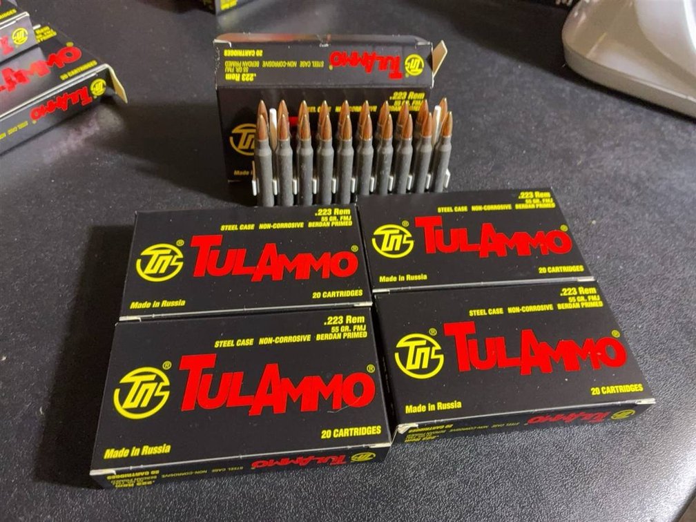 Five Boxes TulAmmo .223 Rem FMJ 20rd New in Box