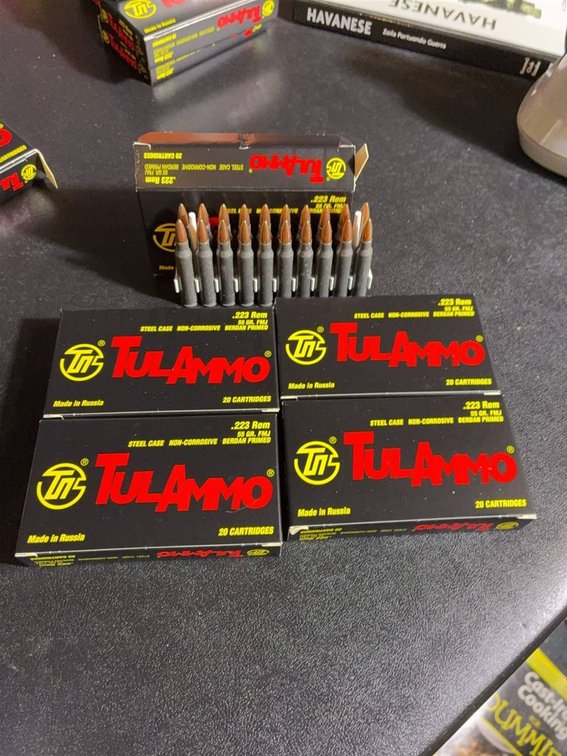 Five Boxes TulAmmo .223 Rem Steel Case Ammo