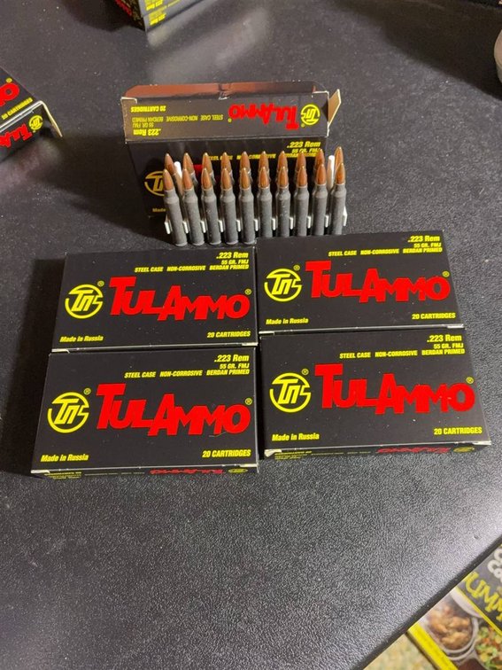 TulAmmo .223 Rem Ammunition, 5 New Box Packs