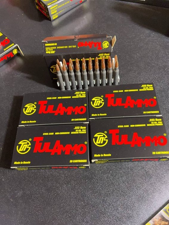 TulAmmo .223 Rem Ammunition, Five New Boxes