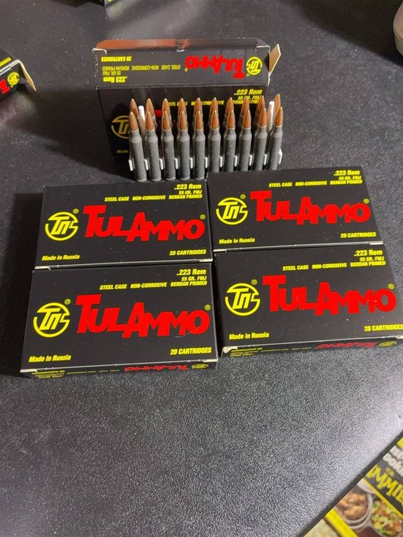 Five New Boxes TulAmmo .223 Rem 55gr FMJ Ammo