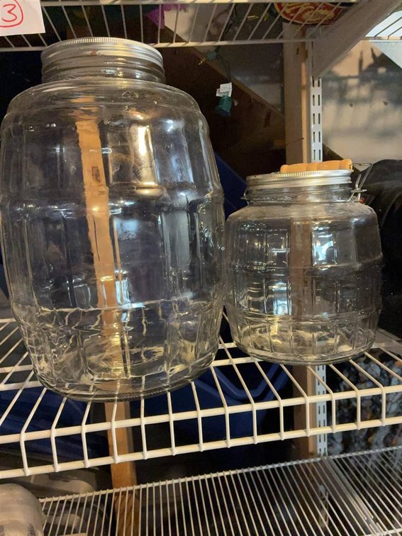 Two Clear Glass Storage Jars with Lids
