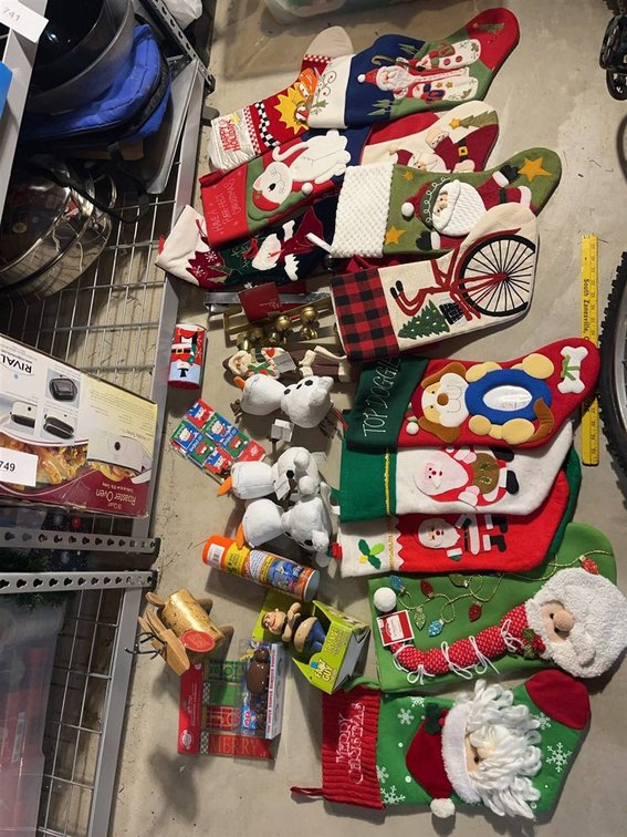 Christmas Stocking Lot, Ornaments, Toys, Plush