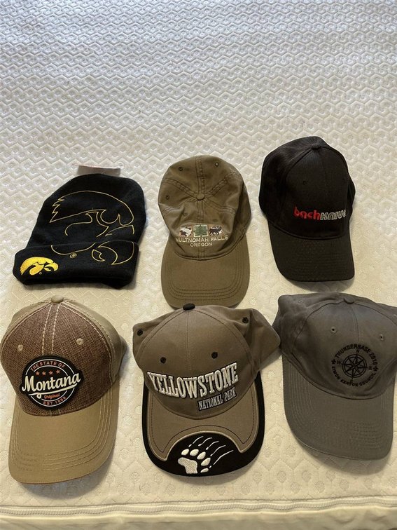 6 Souvenir Caps and Hat Assortment