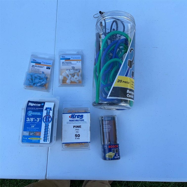 Hardware Lot: Tapcon, Kreg, Bosch, Bungee Cords