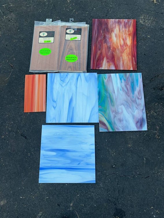 Art Glass and Veneer Sheet Lot