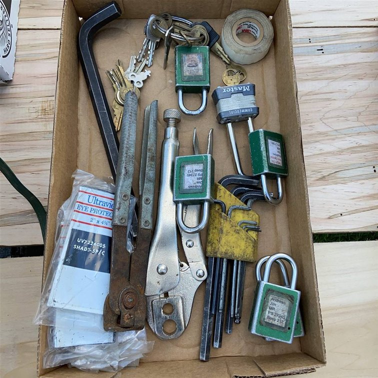Padlocks, Hand Tools, and Key Set