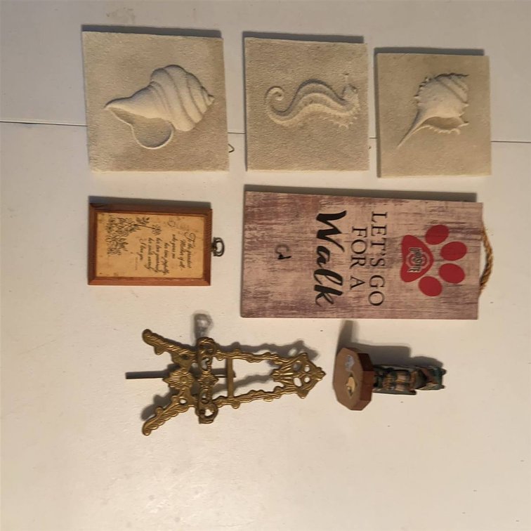 Decor Plaques, Brass Easel, Totem, Wall Art Lot