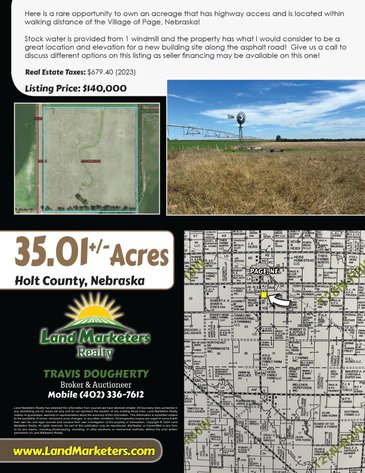 Image for 35.01+/- Deeded Acres in Holt County, NE located South of Page