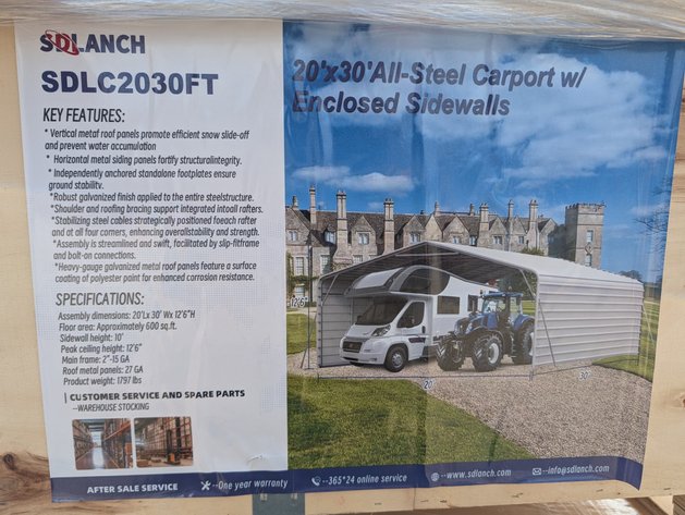 Image for SDLANCH 20'X30' ALL-STEEL CARPORT (MODEL SDLC2030FT)