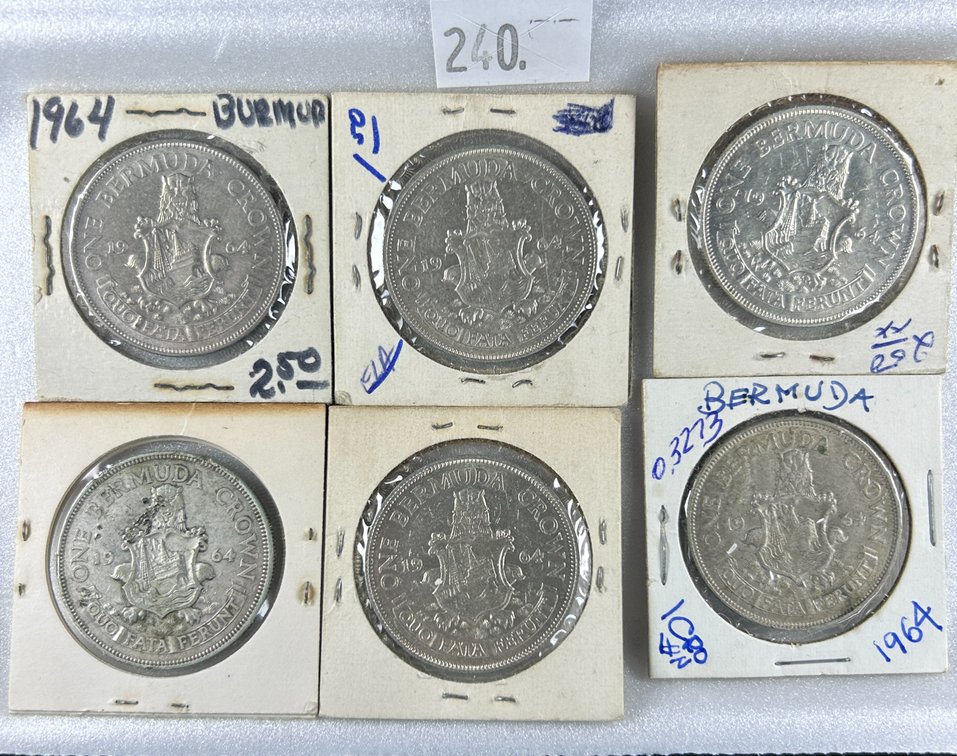 (6) 1964 Bermuda 1 Crown - Elizabeth II 1st portrait,