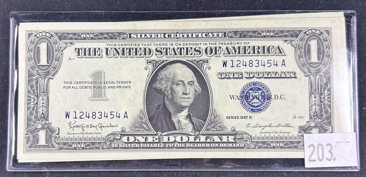 (6) Series 1957B $1 Silver Certificates Consecutive Blue Seal.