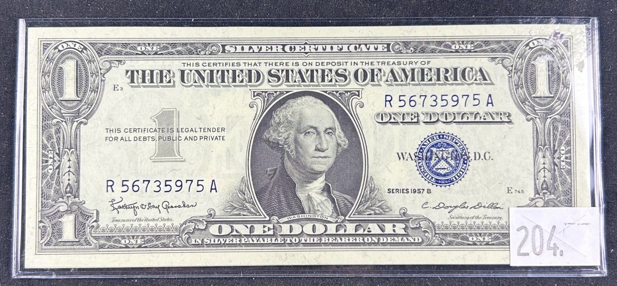 (5) Series 1957B $1 Silver Certificates Consecutive Blue Seal.
