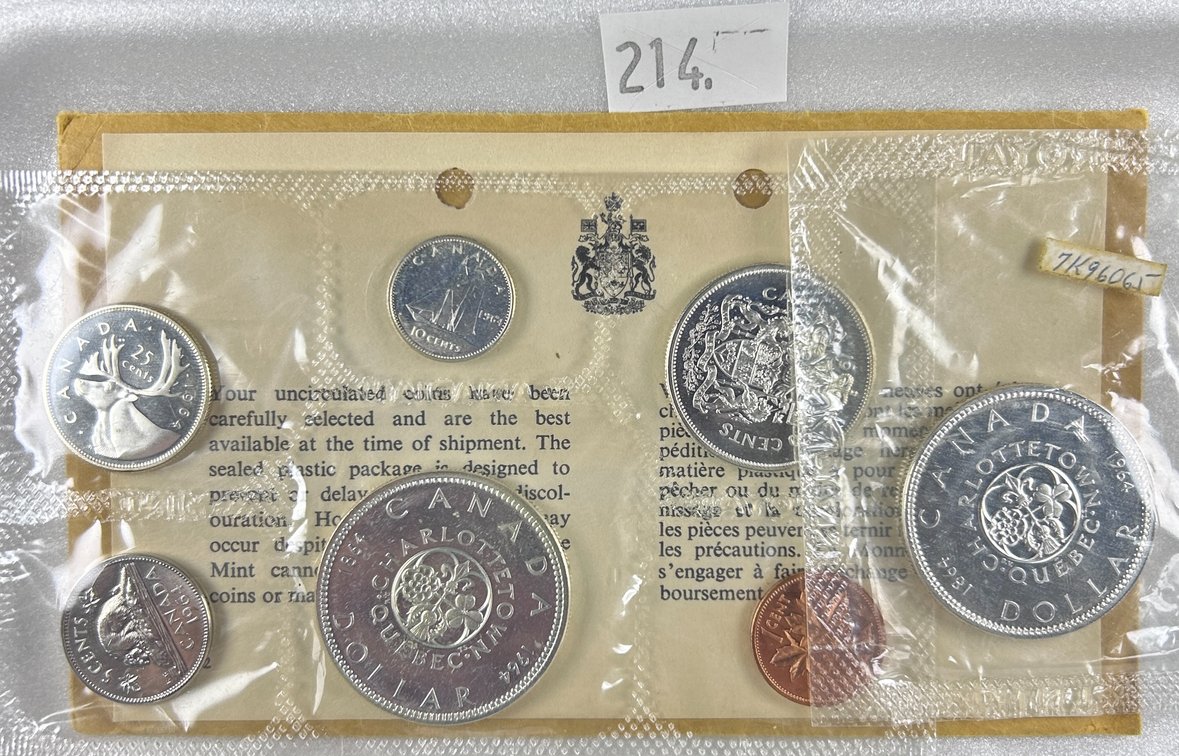 1964 UNC Canada 80% Silver 6-coin Set in original envelope.