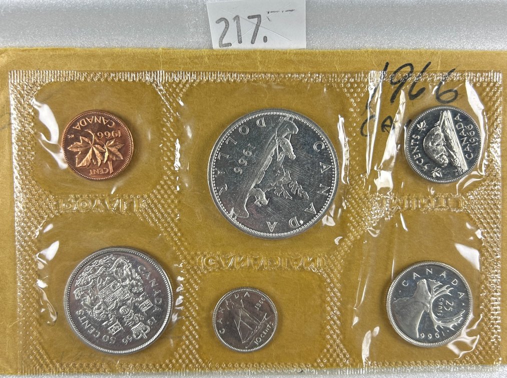1966 UNC Canada 80% Silver 6-coin Set in original envelope.
