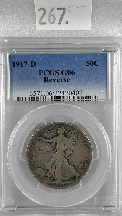 1917-D  Walking Liberty Half Dollar PCGS G06 Reverse.