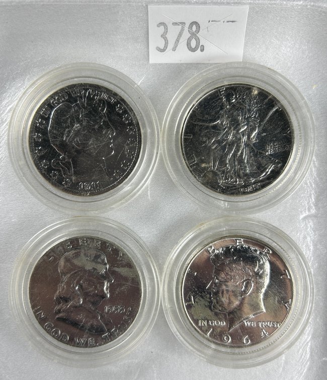 (4) 90% Silver Half Dollars: 1911 Barber Half Dollar