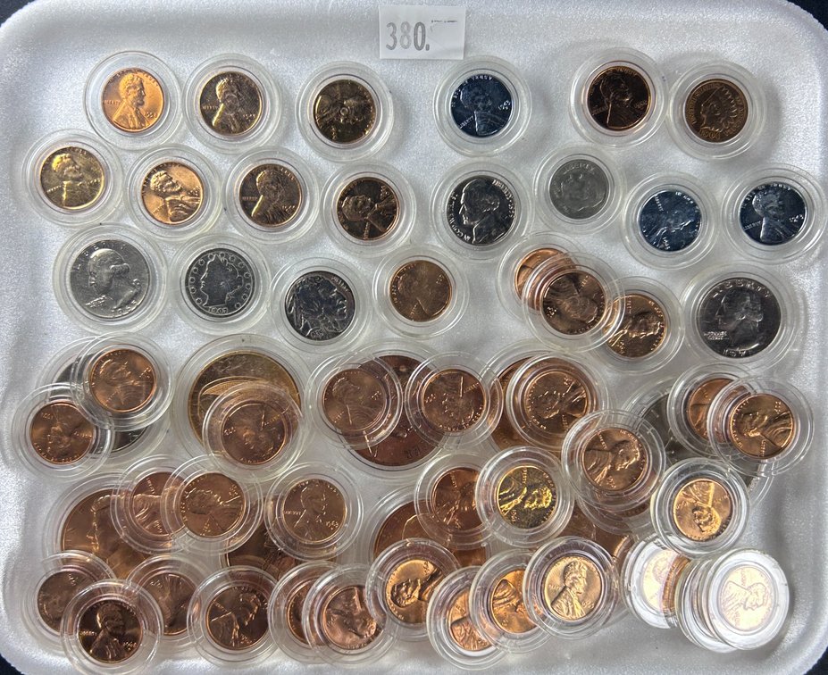 U.S. Coin Variety: 1904 Indian Head Cent. (8) Wheat Cents. (3) 1943 Steel Cents.